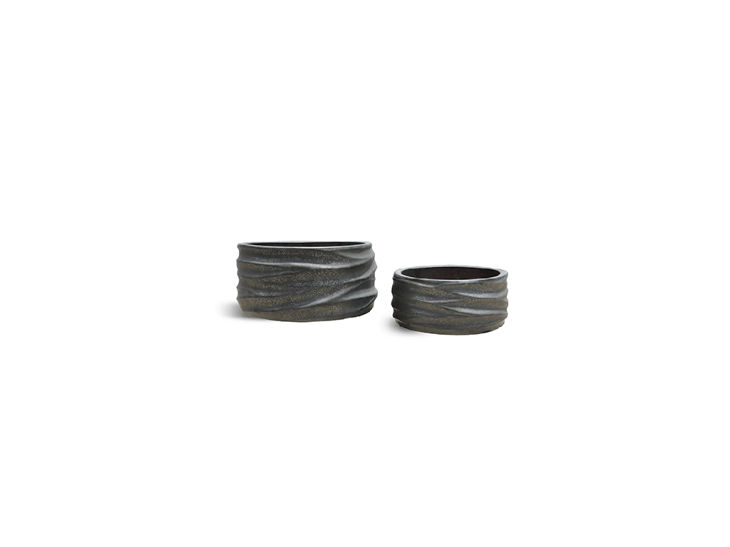 LUNA TUMBLER NOIR PLANTER, MATTE BLACK, SET OF 2 - 12.0" X 8.5", 8.5" X 6.5"