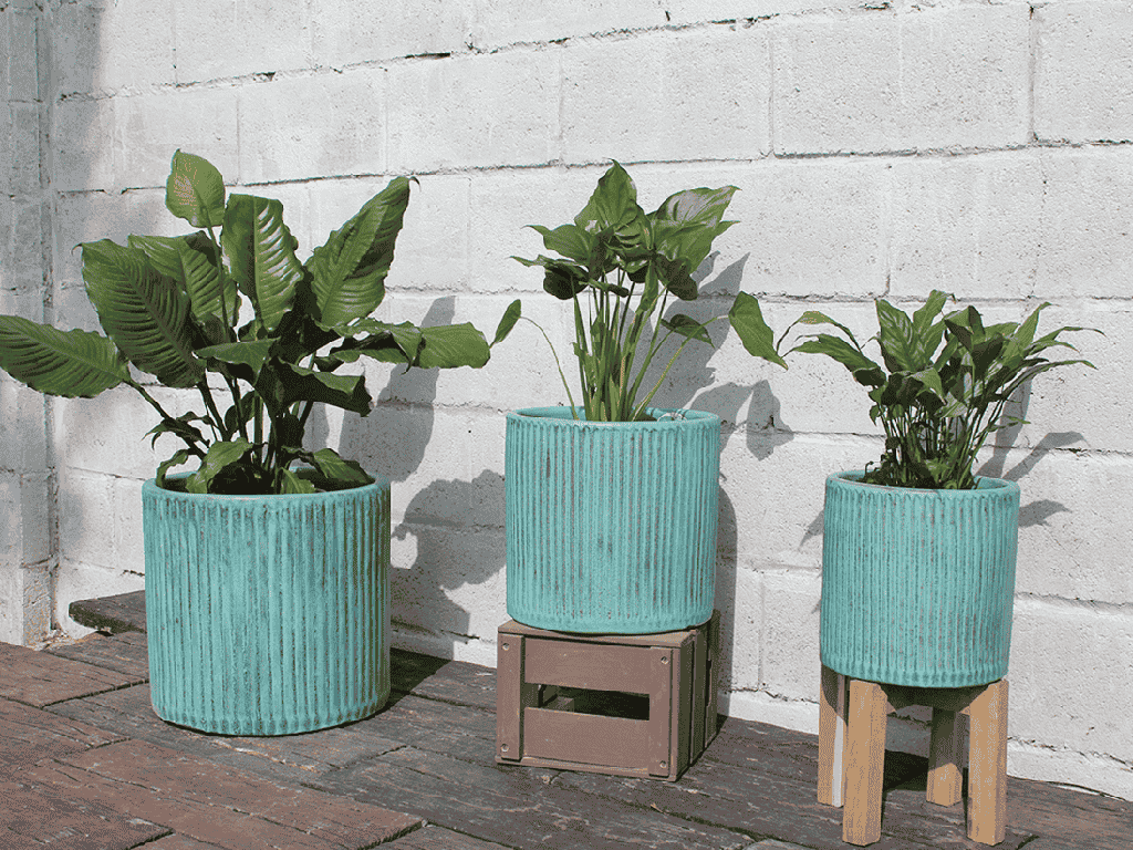 BRULEE PLANTER, MATTE TURQUOISE, SET OF 3- 15.0" X 14.0", 12.0" X 11.5", 9.5" X 8.5"