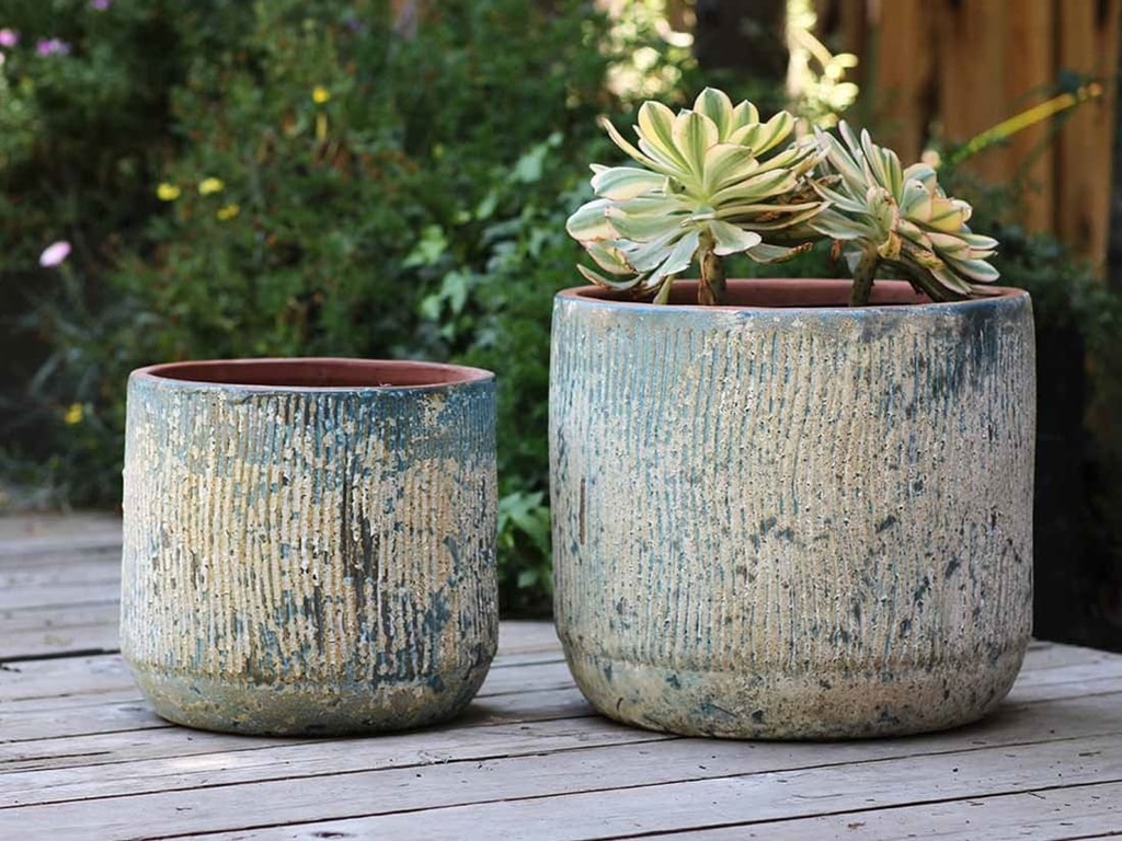[PV-CG8255AGB-S2] DELPHINIUM PLANTER, AEGEAN BLUE,SET OF 2- 16.5" X 15.0, 12.5" X 12.0"
