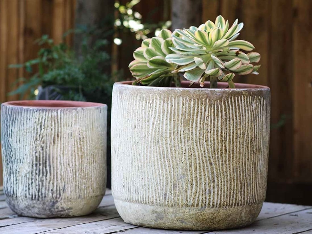 [PV-CG8255AGW-S2] DELPHINIUM PLANTER, AEGEAN WHITE,SET OF 2- 16.5" X 15.0, 12.5" X 12.0"