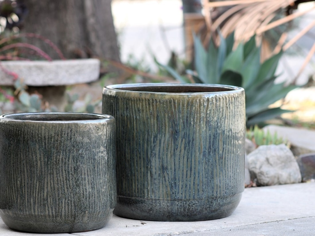 [PV-CG8255AJD-S2] DELPHINIUM PLANTER, ANTIQUE JADE, SET OF 2- 16.5" X 15.0, 12.5" X 12.0"