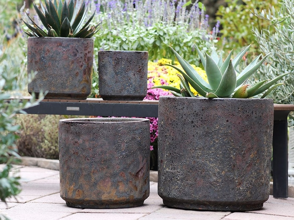 REDONDO PLANTER MID, CORAL RUST, SET OF 4- 19.5"x18",  15.5"X14.5", 12.5"X12", 9.5"X8.5"
