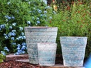 RIPPLE PLANTER, AEGEAN BLUE, SET OF 3-18.0"X 19.0", 14.0" X 15.0", 10.0" X 11.0".