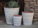 RIPPLE PLANTER, AEGEAN WHITE, SET OF 3- 18.0"X 19.0", 14.0" X 15.0", 10.0" X 11.0".
