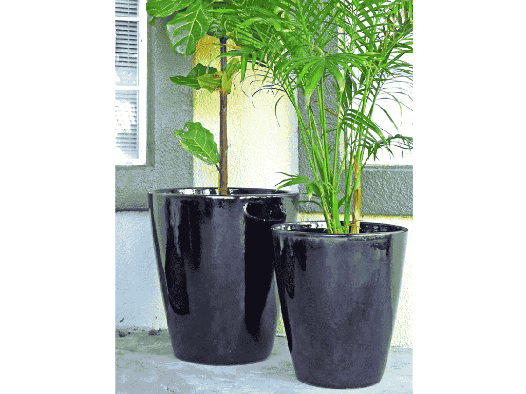 [PV-CG842BLK-S3] EXTRA LARGE BUCKET PLANTER, BLACK, SET OF 3 - 22.0"X23.0", 17.5"X19.5", 13.5"X15.5"