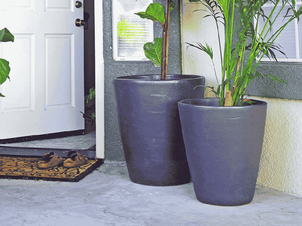 EXTRA LARGE BUCKET PLANTER, CHARCOAL, SET OF 2- 17.5"X19.5", 13.5"X15.5"