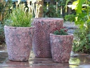 EXTRA LARGE BUCKET PLANTER, CORAL RED REEF, SET OF 3- 22.0"X23.0", 17.5"X19.5", 13.5"X15.5"