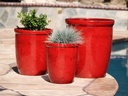 TALL GARDEN POT, LAVISH RED, SET OF 3- 19.5"X21.5", 15.5"X17.0", 11.5"X13.5"