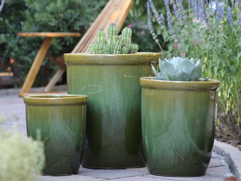 [PV-CG845MSG-S3] TALL GARDEN POT, MOSS SEA GREEN, 19.5"X21.5", 15.5"X17.0", 11.5"X13.5"