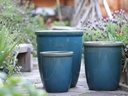 TALL GARDEN POT, TURQUOISE GREEN, SET OF 3 (BCD SIZE) - 19.5"X21.5", 15.5"X17.0", 11.5"X13.5"