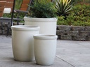TALL GARDEN POT, WHITE SATIN, SET OF 3- 19.5"X21.5", 15.5"X17.0", 11.5"X13.5"