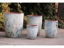TALL MILANO CONE PLANTERS, AEGEAN BLUE, SET OF 4-21.5"X27.0", 17"X23", 13"X18", 11"X14