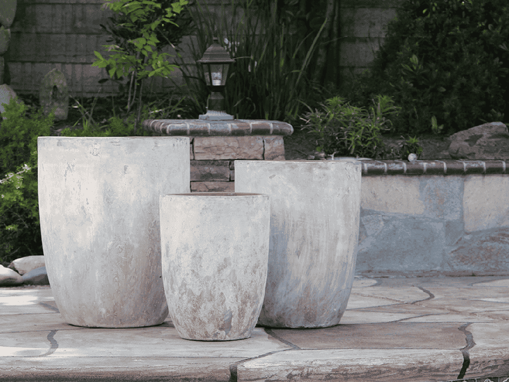 TALL MILANO CONE PLANTERS, AEGEAN WHITE, SET OF 3- 17"X23", 13"X18", 11"X14