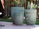TALL MILANO CONE PLANTERS, CORAL GEM GREEN, SET OF 3- 17"X23", 13"X18", 11"X14