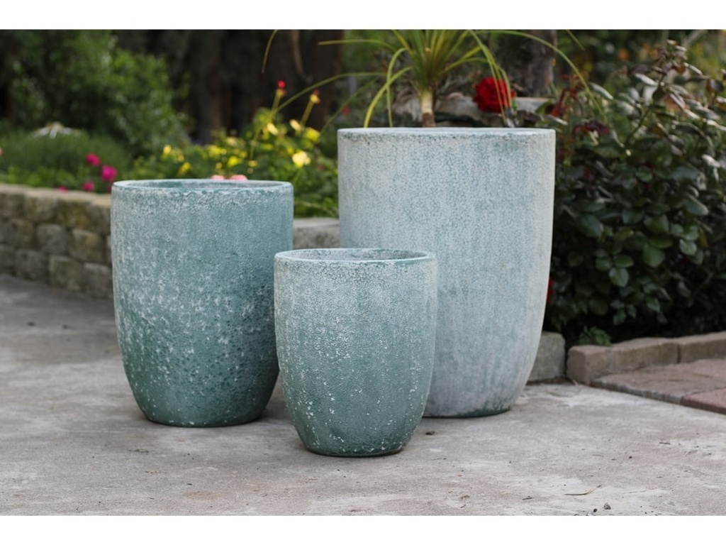 [PV-CG849CGN-S3] TALL MILANO CONE PLANTERS, CORAL GREEN, SET OF 3-17"X23", 13"X18", 11"X14