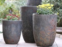 TALL MILANO CONE PLANTERS, CORAL RUST, SET OF 3- 17"X23", 13"X18", 11"X14