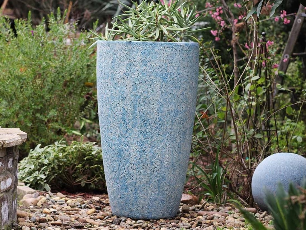 [PV-CG855CAQ-S2] TALL CONE PLANTER, CORAL AQUA, SET OF 2-17.5"X27", 13"X22.5"