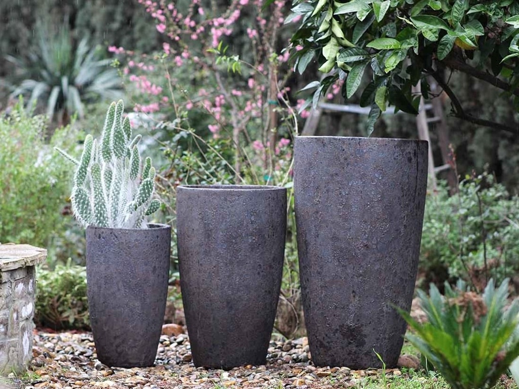 [PV-CG855CBR-S3] XLG TALL CONE PLANTER, CORAL BRONZE, SET OF 3- 22"X38", 17.5"X27", 13"X22.5"
