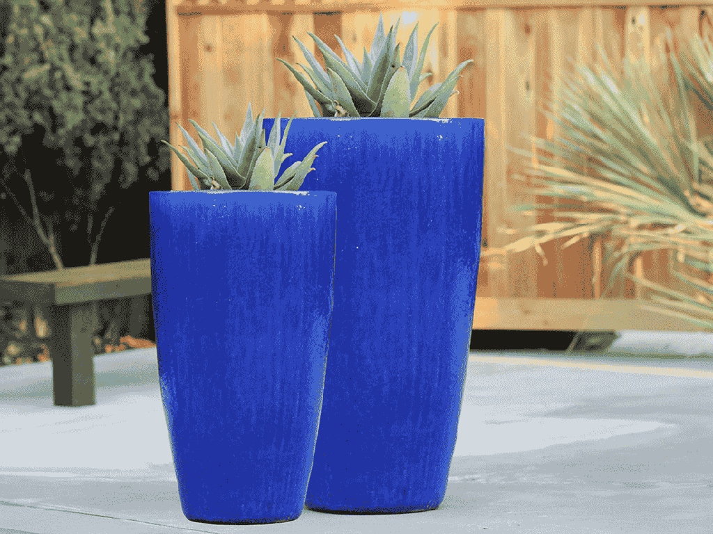 [PV-CG855FBL-S2] TALL CONE PLANTER, FALLING BLUE, SET OF 2- 17.5"X27", 13"X22.5"