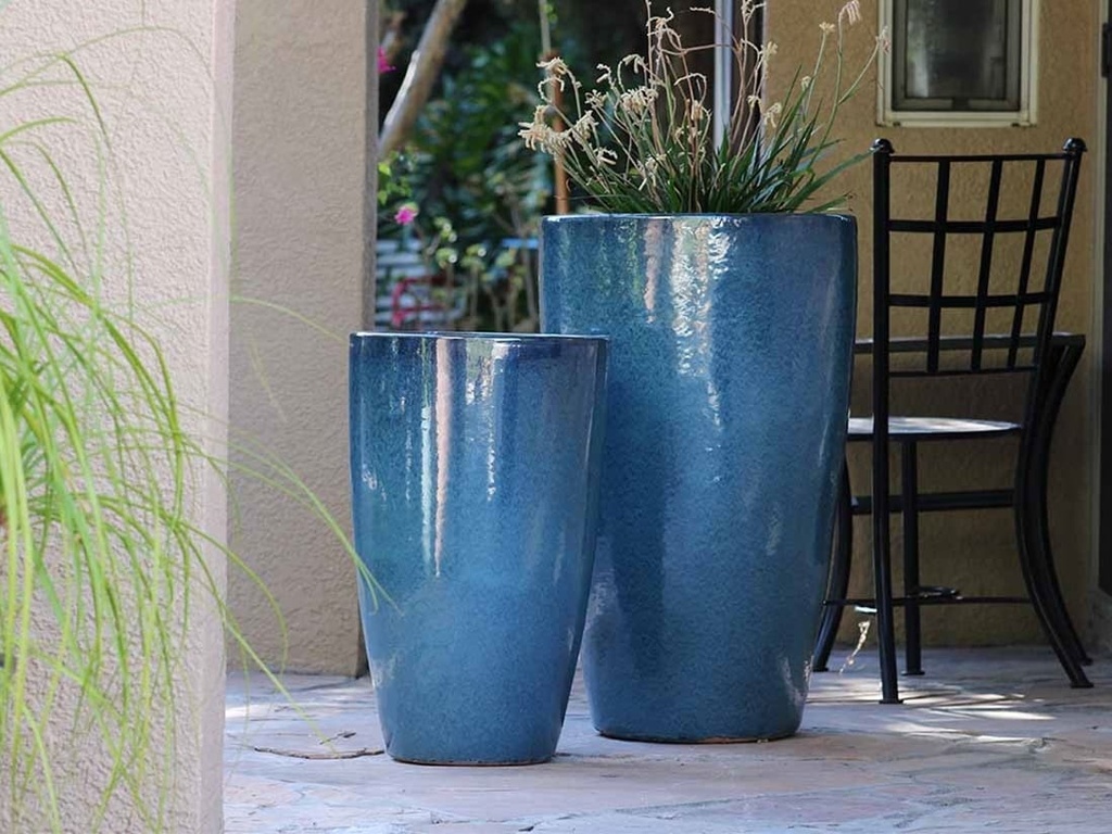 TALL CONE PLANTER, GREEN MIRAGE, SET OF 2-17.5"X27", 13"X22.5"
