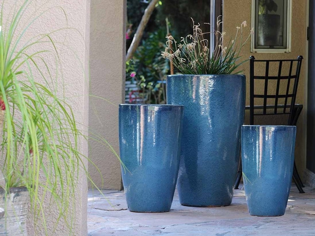 [PV-CG855GNM-S3] XLG TALL CONE PLANTER, GREEN MIRAGE, SET OF 3- 22"X38", 17.5"X27", 13"X22.5"