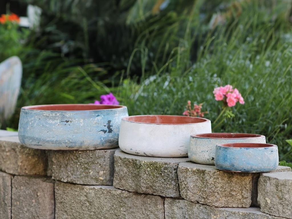 HANDTHROWN SMOOTH BOWLS,  AEGEAN BLUE, SET OF 4- 12.5" X 4.5", 10.0" X 3.5", 8.0" X 3.0", 6.5" X 2.5"