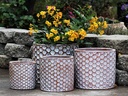 CYLINDER HEXAGON PLANTER, COTTEGE WHITE, SET OF 4- 12.5" X 10.5", 10.5" X 9.5", 9.5" X 8.0", 7.0" X 6.5"