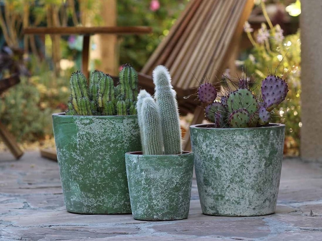 [PV-CGT2629AGG-S3] HANDTHROWN PLANTER, AEGEAN GREEN, SET OF 3- 12.5" X 10.5", 10.5" X 8.5", 8.0" X 6.5"