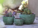 RIBBED BOWLS, AEGEAN GREEN, SET OF 3- 14.5"X10", 11"X75", 8.5"X6.5"