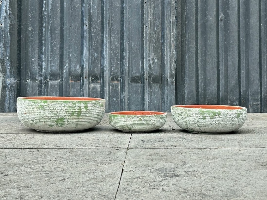 [PV-CGT3000AGG-S3] HANDTHROWN BOWL, AEGEAN GREEN, SET OF 3 - 14.0" X 6.0", 12.0" X 5.0", 9.5" X 3.5"