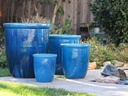 HIGH CANA POTS, FALLING AQUA, SET OF 4 - 24"X27", 20"X22", 16"X19", 12"X11"