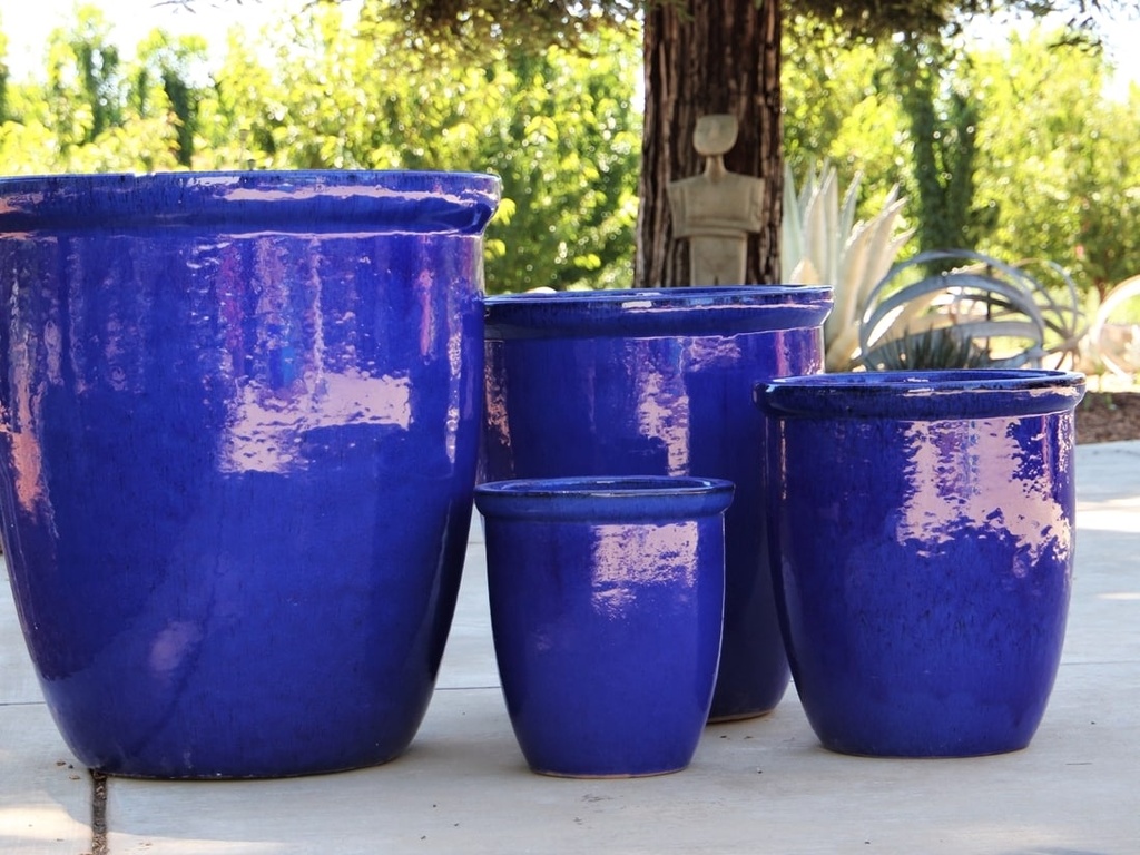 HIGH CANA POTS, FALLING BLUE, SET OF 4 - 24"X27", 20"X22", 16"X19", 12"X11"