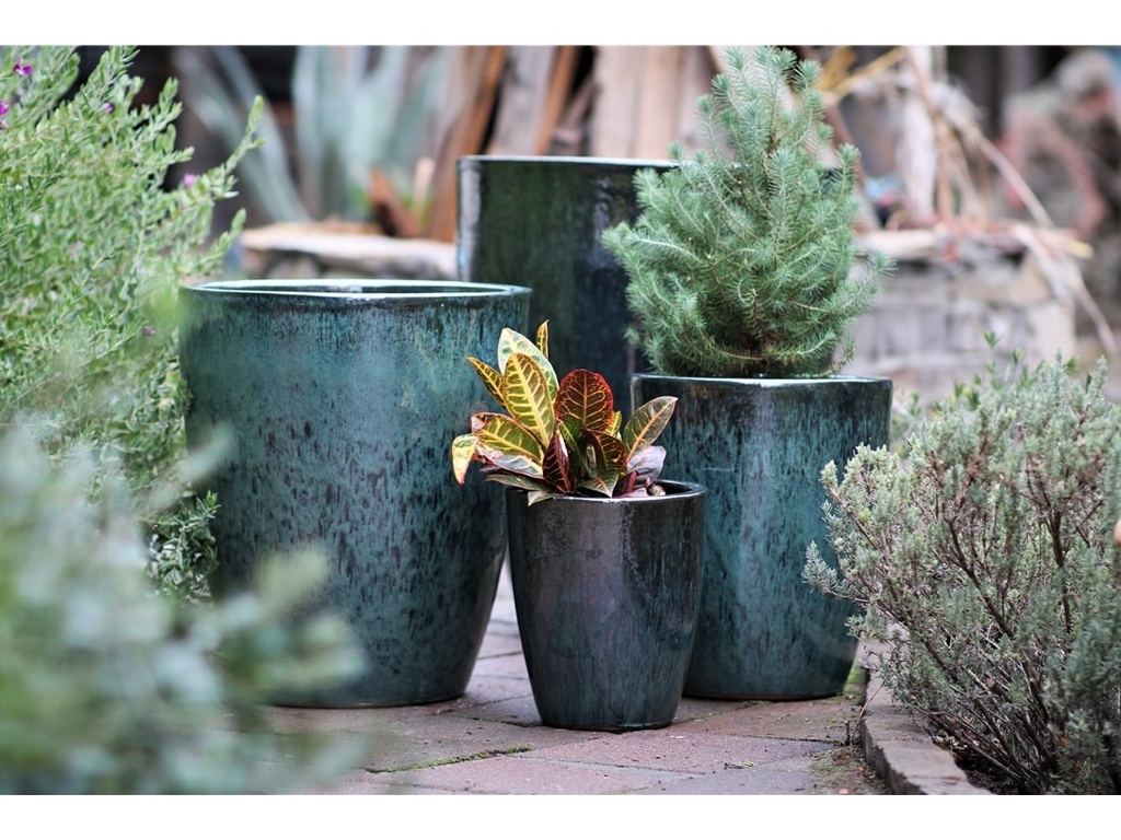 [PV-LB206PKG-S4] XLG CONE PLANTER, PEACOCK GREEN, SET OF 4 - 24.0" X 27.5", 18.5" X 21.0", 13.5" X 16.5", 10.0" X 12.0"