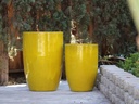 TALL BARREL PLANTER, NO RIM, SET OF 2- CANARY YELLOW, 22"X32.5" 18"X26"