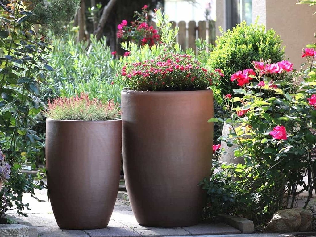TALL BARREL PLANTER, ORGANIC CLAY, SET OF 2 - 22"X32.5", 18"X26"
