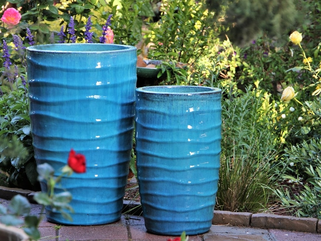 [PV-LB272FAQ-S2] BEVERLY PLANTER, FALLING AQUA, SET OF 2 - 19.5'' X 31.5'' 15.0" X 25.0"