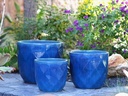 DIAMOND PLANTER, FALLING AQUA, SET OF 3 - 17.5" X 15.0", 14.5" X 13.0", 11.5" X 10.0"