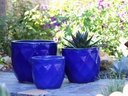 DIAMOND PLANTER, FALLING BLUE, SET OF 3 - 17.5" X 15.0", 14.5" X 13.0", 11.5" X 10.0"