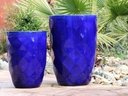 TALL DIAMOND PLANTER, FALLING BLUE, SET OF 2 - 22.0" X 32.5", 18.5" X 25.5"