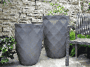 TALL DIAMOND PLANTER, MATTE BLACK, SET OF 2 - 22.0" X 32.5", 18.5" X 25.5"