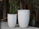 TALL DIAMOND PLANTER, WHITE WHITE, SET OF 2 - 22.0" X 32.5", 18.5" X 25.5"