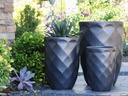 MEDIUM HIGH DIAMOND PLANTER, MATTE BLACK, SET OF 3 - 18.0" X 26.0", 14.0" X 20.5", 11.0" X 16.0"