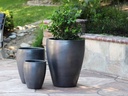 CATALINA POTS, MATTE BLACK,  SET OF 3- 20.0"x24.5", 15.5"x18.5", 12.0"x13.5"