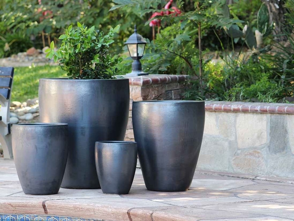 CATALINA POTS, MATTE BLACK, SET OF 4- 26.0"x29.5", 20.0"x24.5", 15.5"x18.5", 12.0"x13.5"