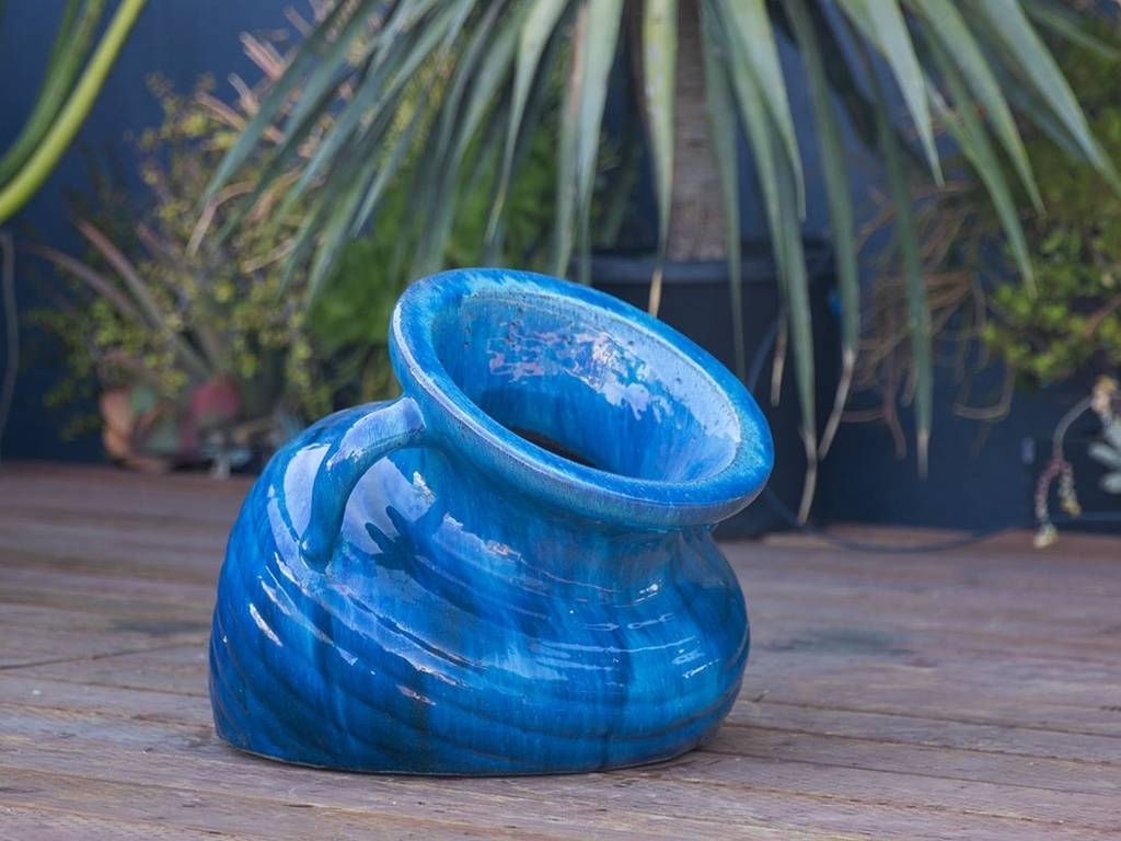 [PV-LB505FAQ] HALF POT, FALLING AQUA, 22.0"X18.5"