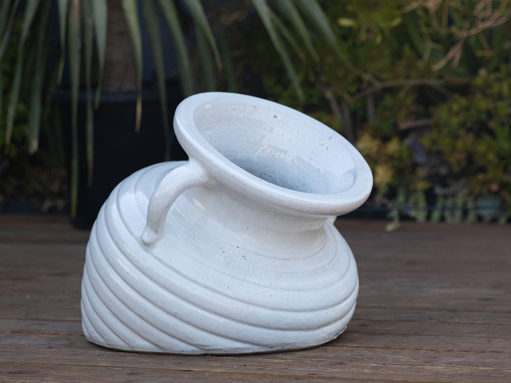 [PV-LB505WWH] HALF POT, WHITE WHITE, 22.0"X18.5"