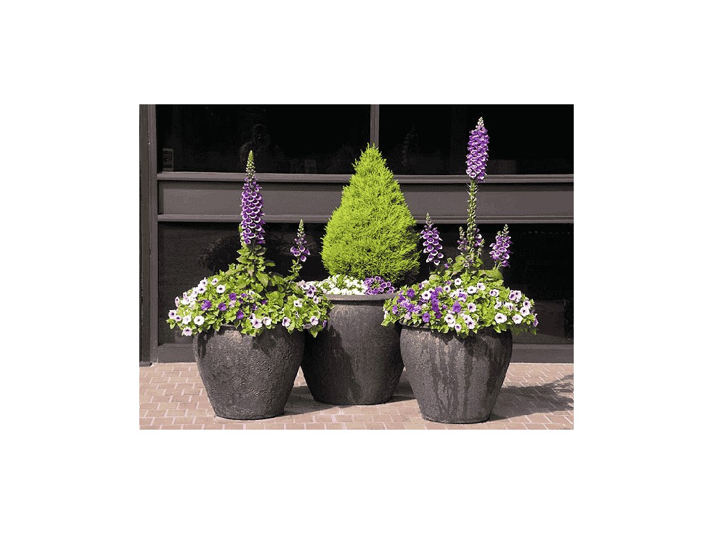 [PV-LB509SVR-S3] FISH BOWL NEW POTS, SILVER ROCK, SET OF 3- 30"X25", 23"X21", 17.5"X17"