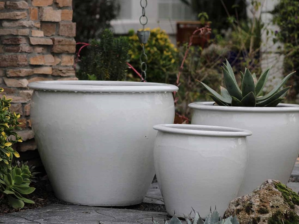 [PV-LB509WWH-S3] FISH BOWL NEW POTS, WHITE WHITE, SET OF 3- 30"X25", 23"X21", 17.5"X17"