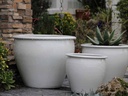 FISH BOWL NEW POTS, WHITE WHITE, SET OF 3- 30"X25", 23"X21", 17.5"X17"
