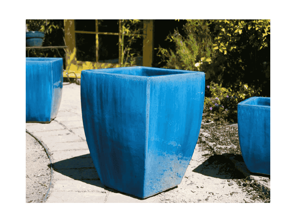 [PV-LB511FAQ-S3] TALL MILAN SQUARE PLANTER, FALLING AQUA, SET OF 3 - 17.5" X 26.0", 14.0" X 20.0", 10.5" X 15.5"